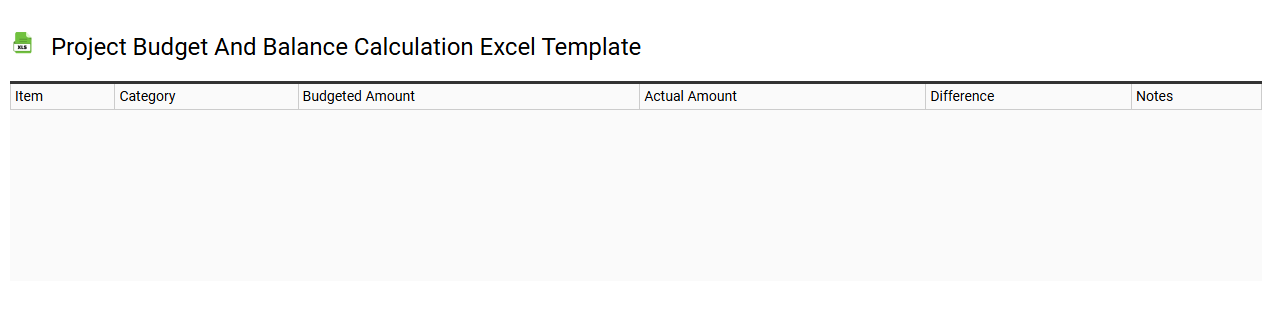 Project budget and balance calculation Excel template