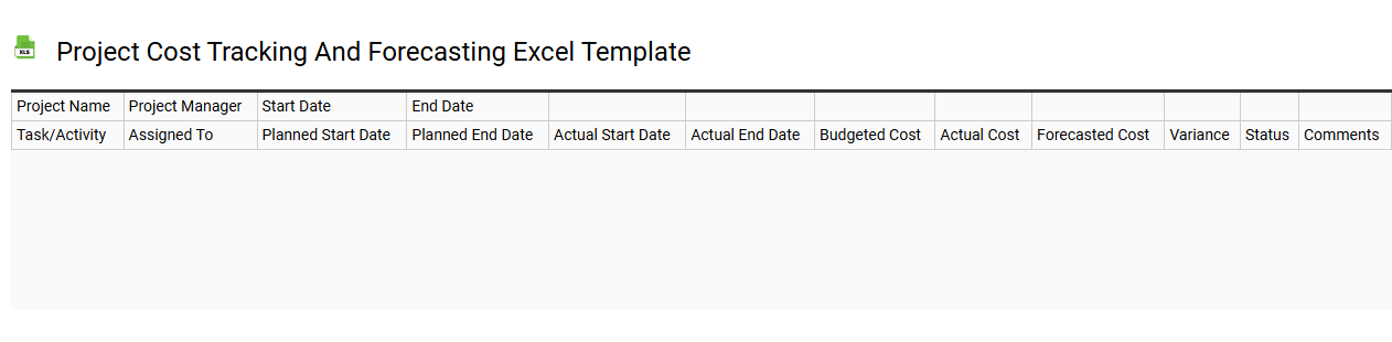 Project cost tracking and forecasting Excel template