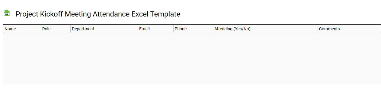 Project kickoff meeting attendance Excel template