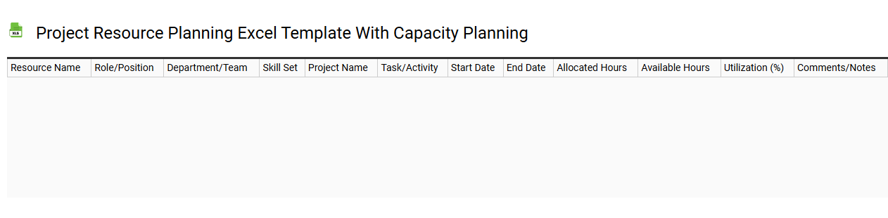 Project resource planning Excel template with capacity planning