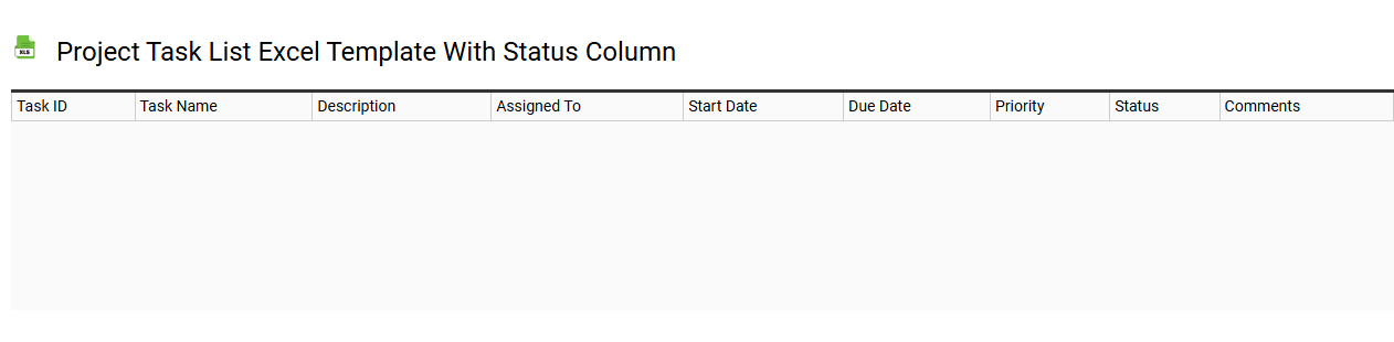 Project task list Excel template with status column