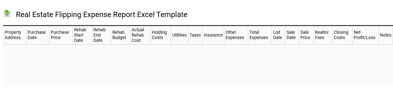 Real estate flipping expense report Excel template