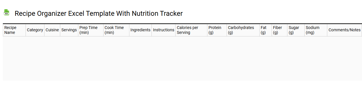 Recipe organizer Excel template with nutrition tracker