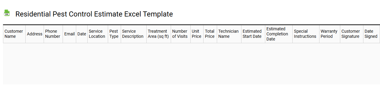Residential pest control estimate Excel template