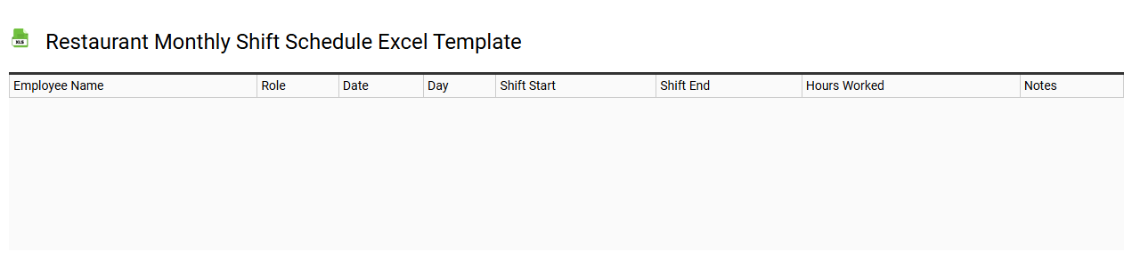 Restaurant monthly shift schedule Excel template