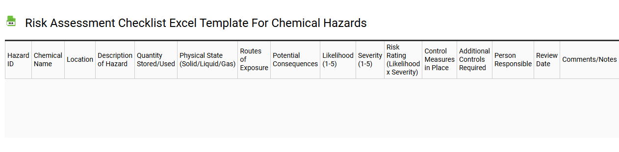 Risk assessment checklist Excel template for chemical hazards