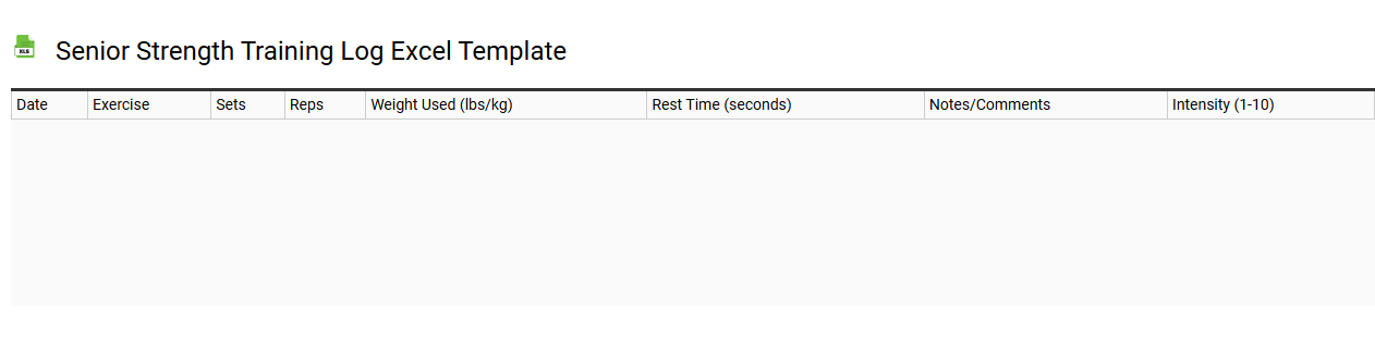 Senior strength training log Excel template