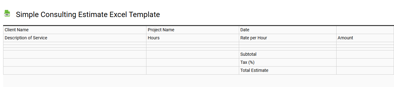 Simple consulting estimate Excel template