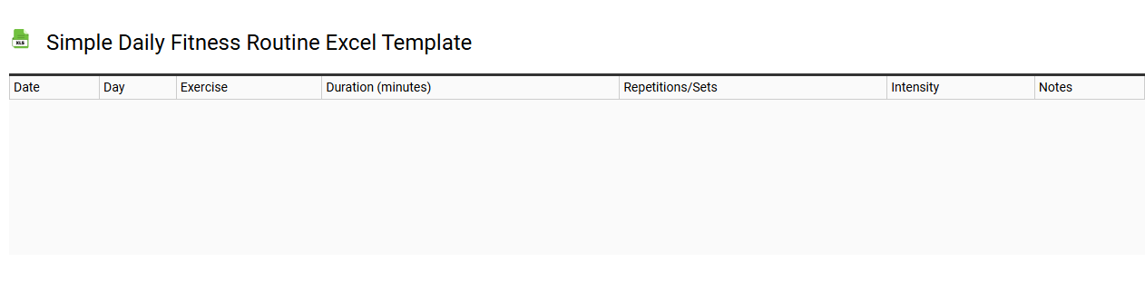 Simple daily fitness routine Excel template
