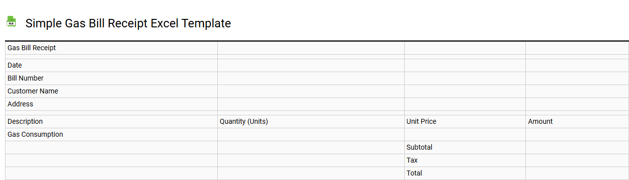 Simple gas bill receipt Excel template