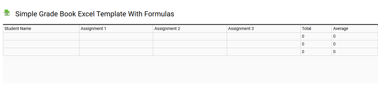 Simple grade book Excel template with formulas