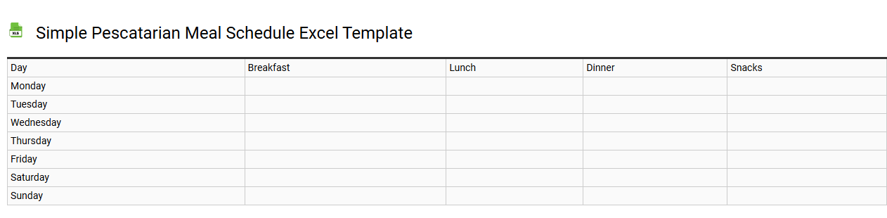 Simple pescatarian meal schedule Excel template