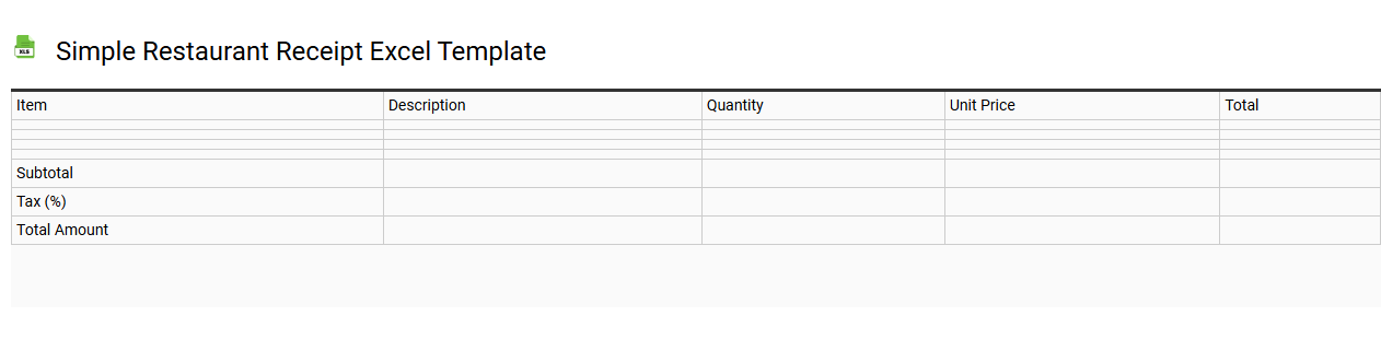 Simple restaurant receipt Excel template