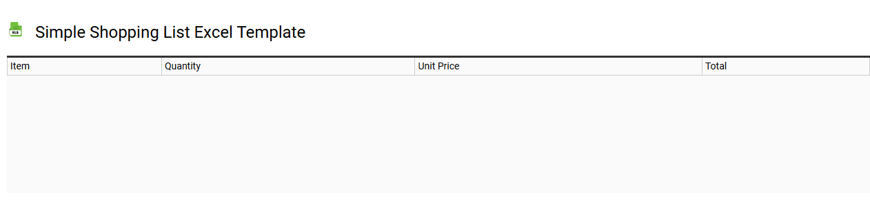 Simple shopping list Excel template