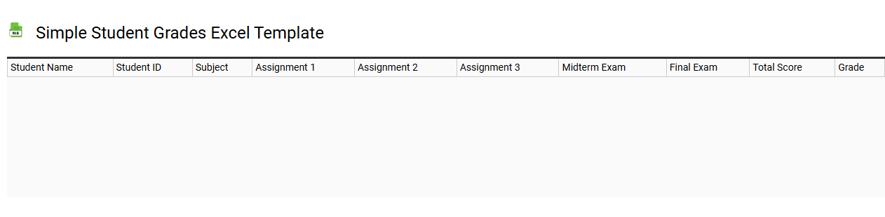 Simple student grades Excel template
