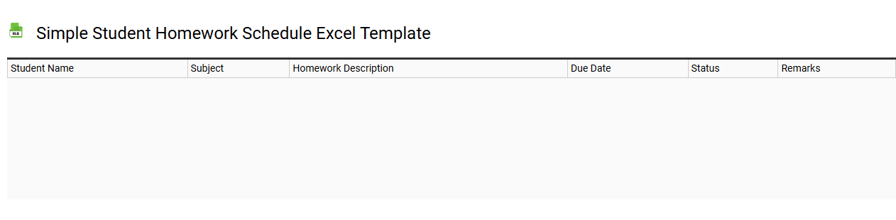 Simple student homework schedule Excel template