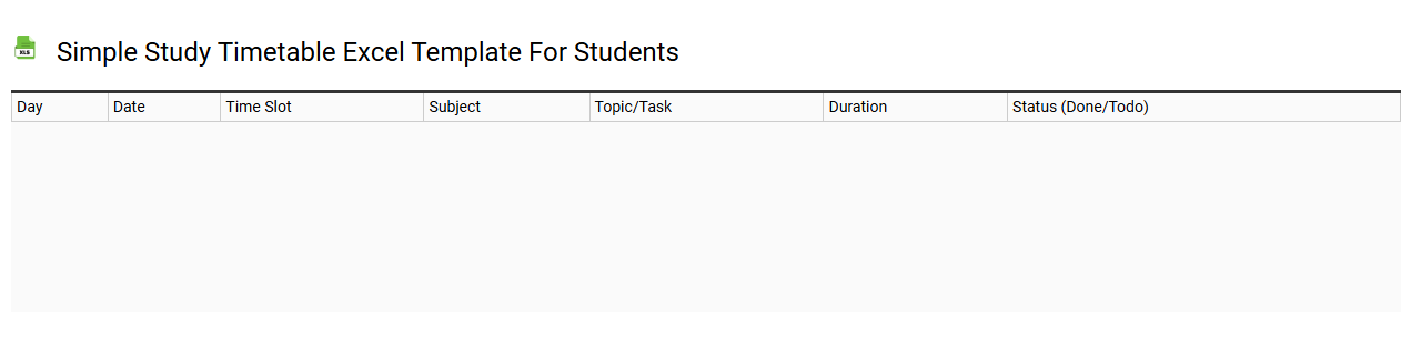 Simple study timetable Excel template for students
