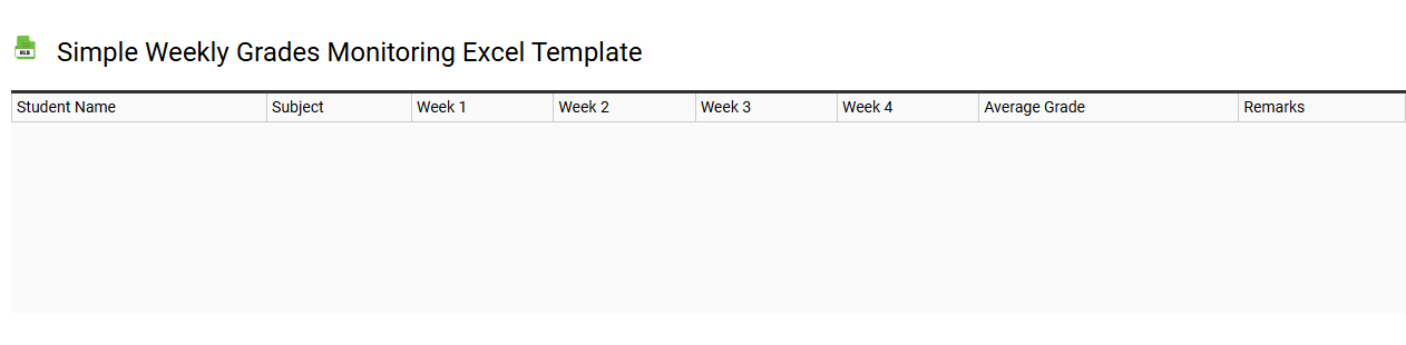 Simple weekly grades monitoring Excel template