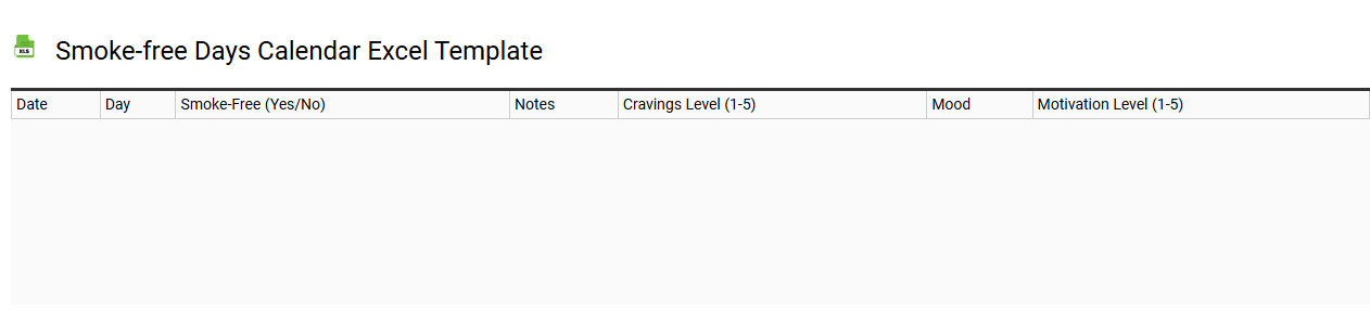 Smoke-free days calendar Excel template