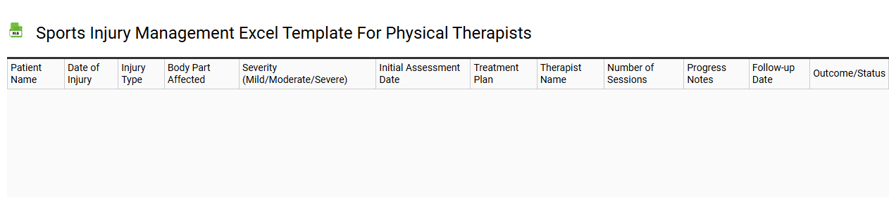 Sports injury management Excel template for physical therapists