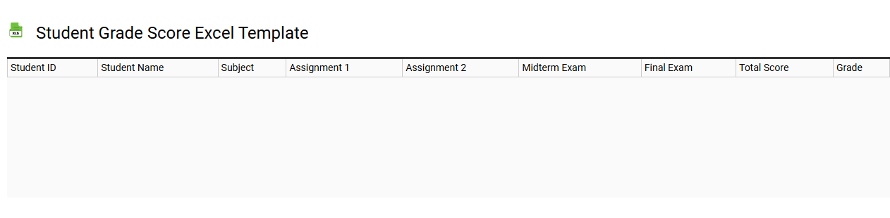 Student grade score Excel template