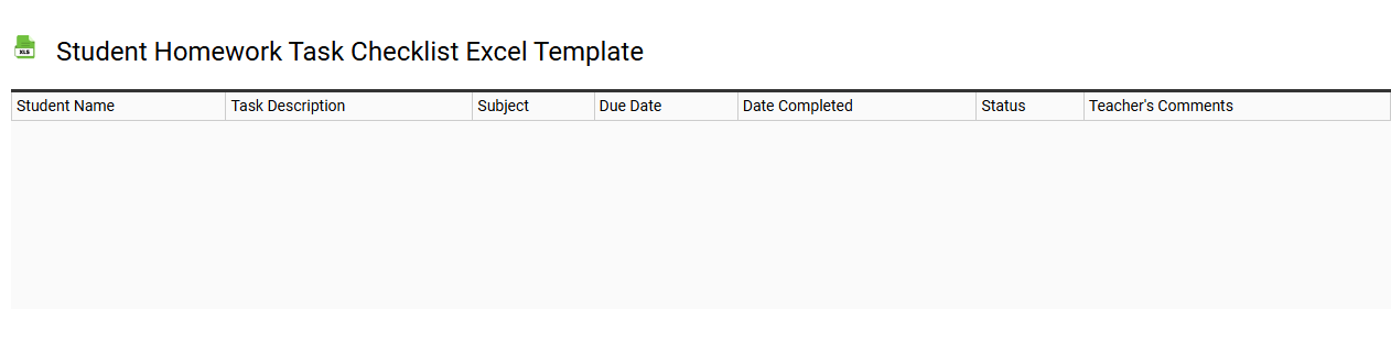 student homework task checklist Excel template