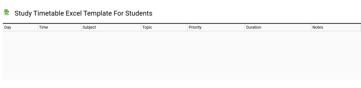 Study timetable Excel template for students