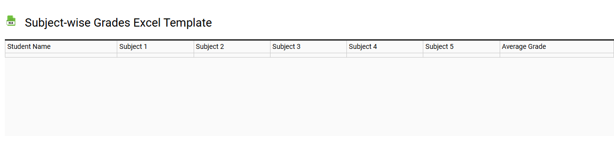Subject-wise grades Excel template