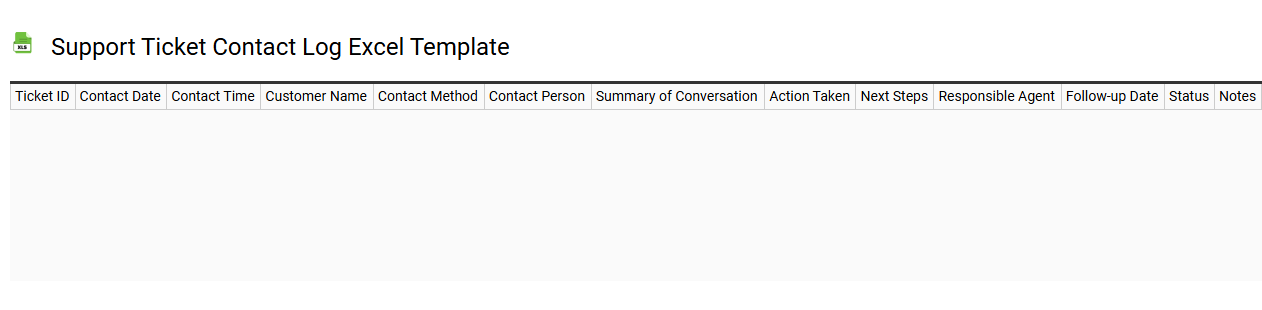 Support ticket contact log Excel template
