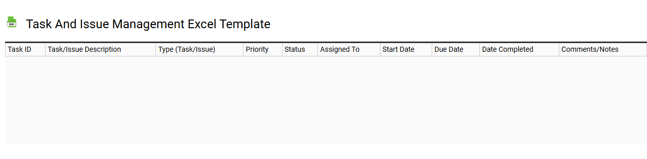 Task and issue management Excel template