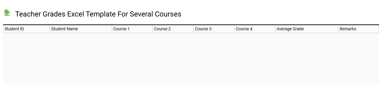 Teacher grades Excel template for several courses