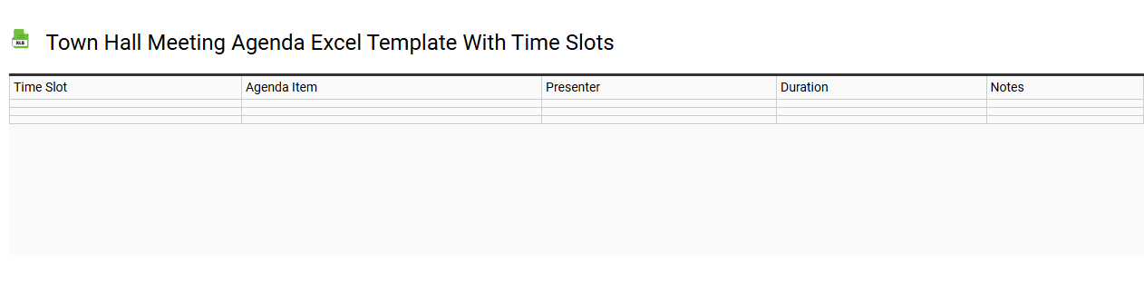 Town hall meeting agenda Excel template with time slots