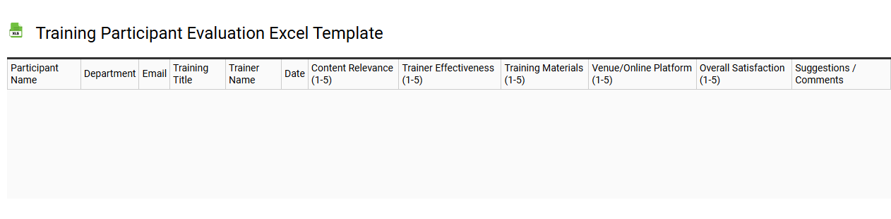 Training participant evaluation Excel template