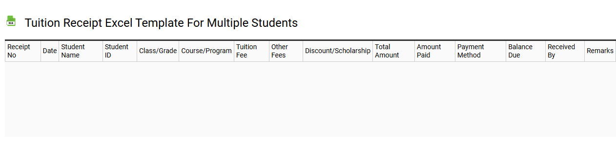 Tuition receipt Excel template for multiple students