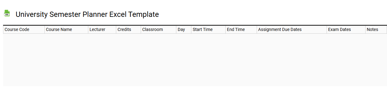 University semester planner Excel template