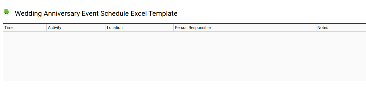 Wedding anniversary event schedule Excel template