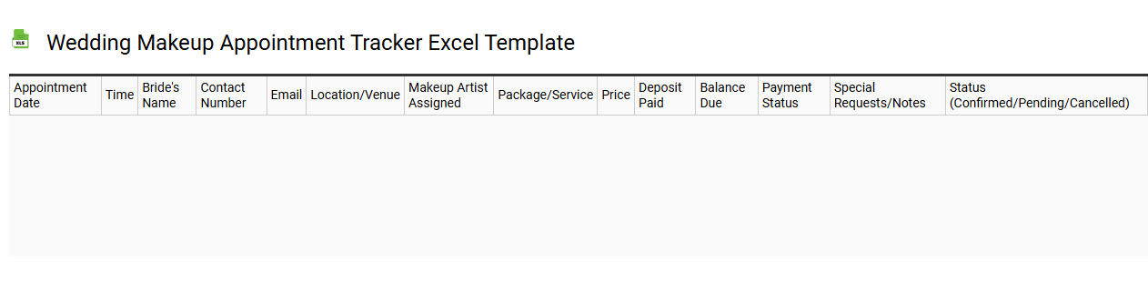 Wedding makeup appointment tracker Excel template