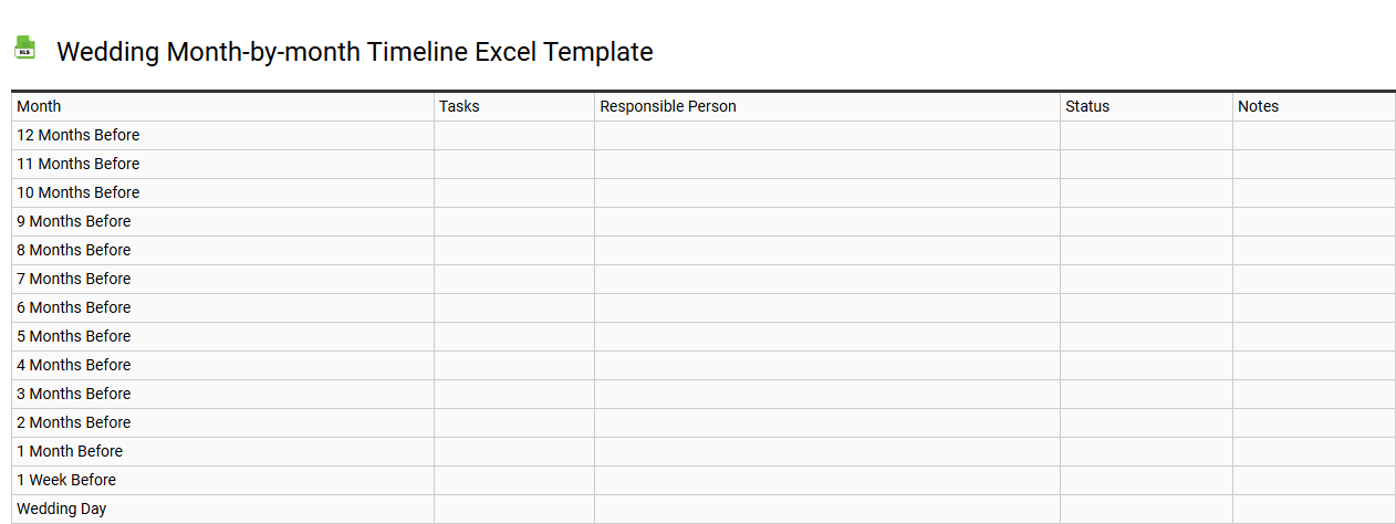 Wedding month-by-month timeline Excel template
