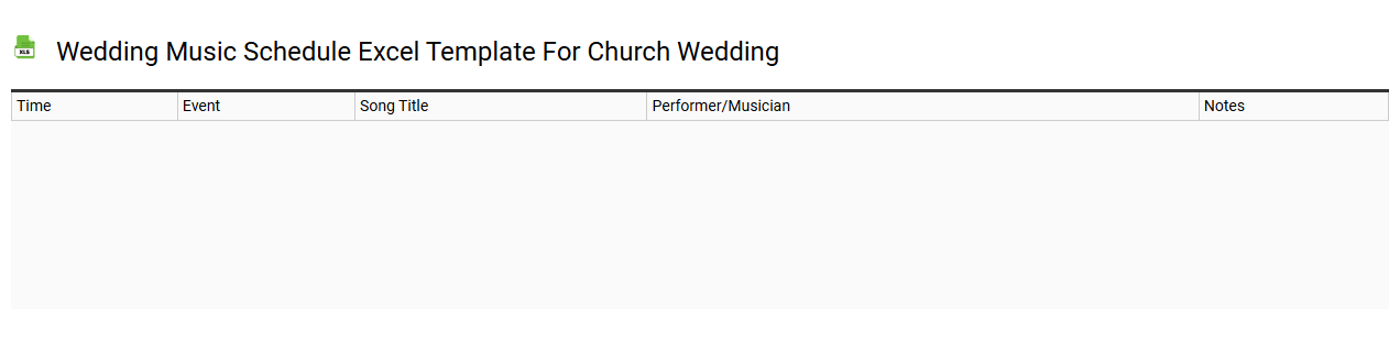 Wedding music schedule Excel template for church wedding