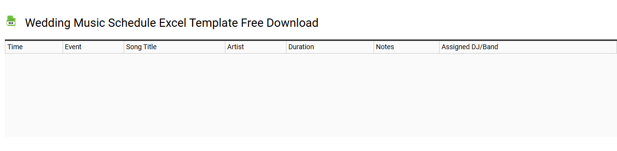 Wedding music schedule Excel template free download