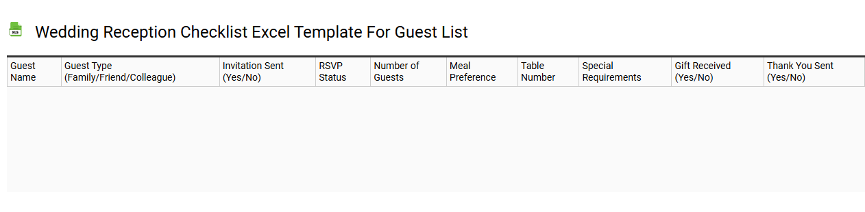 Wedding reception checklist Excel template for guest list