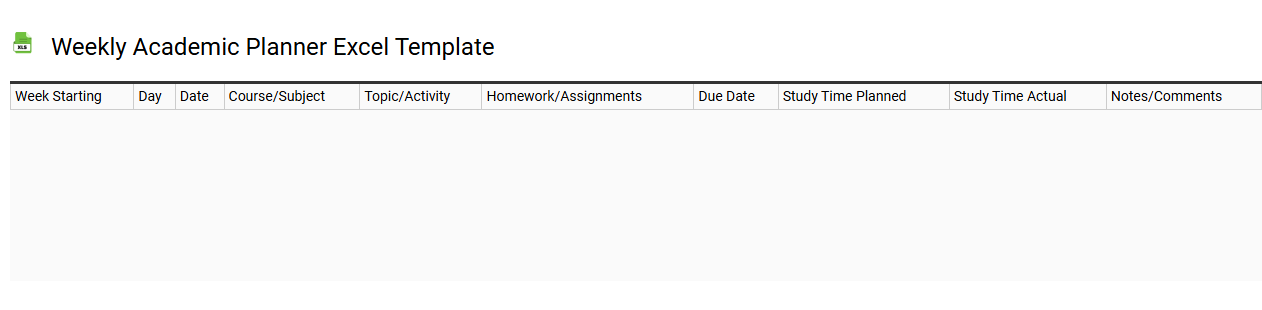 Weekly academic planner Excel template
