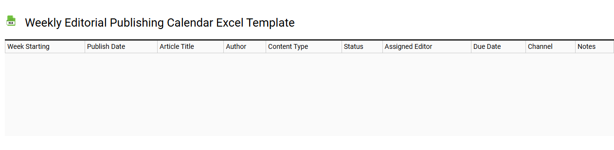 Weekly editorial publishing calendar Excel template
