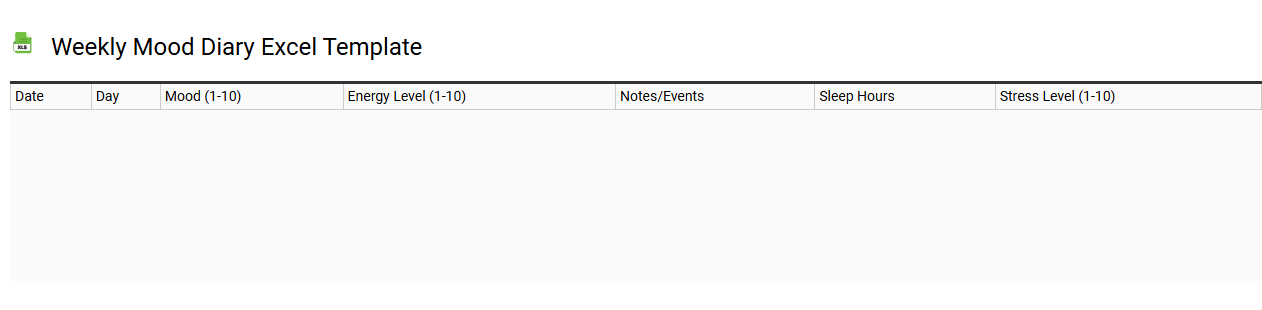 Weekly mood diary Excel template