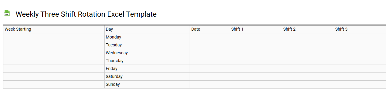 Weekly three shift rotation Excel template