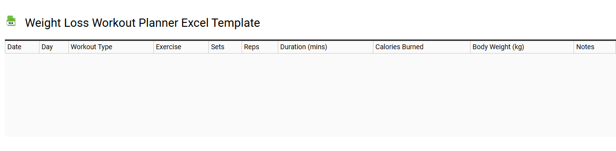Weight loss workout planner Excel template