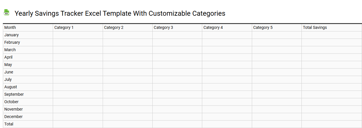 Yearly savings tracker Excel template with customizable categories