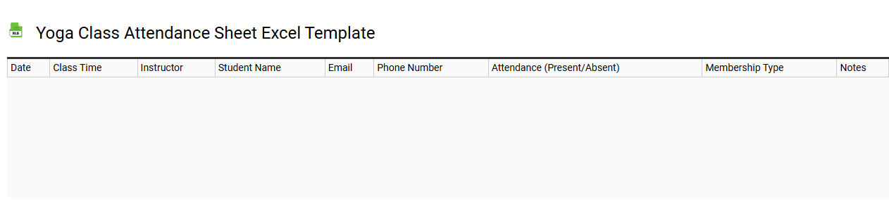 Yoga class attendance sheet Excel template