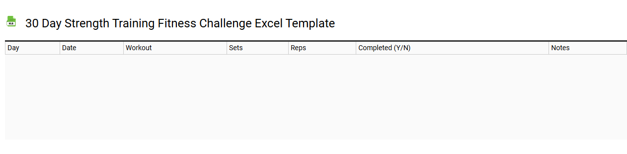 30 day strength training fitness challenge Excel template