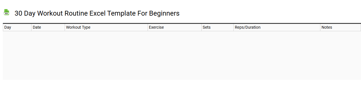 30 day workout routine Excel template for beginners